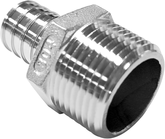 Barb Crimp PEX 3/4" x 3/4" NPT Male Thread Adapter Stainless Steel Crimp Fitting (Pack of 3)