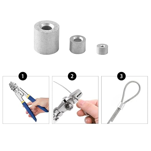 25PCS 1/4" (6mm) Wire Rope Sleeve, Aluminum Crimping Loop Sleeve for Wire Rope and Cable Ferrule