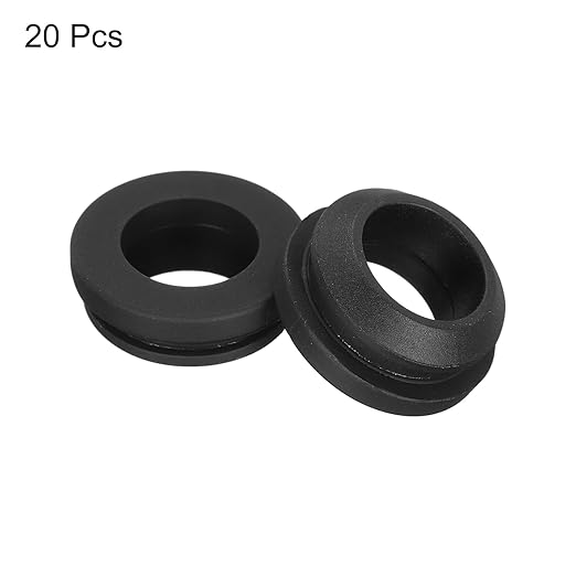 MECCANIXITY 20Pcs Snap Rubber Grommet Plug Mount Dia 15mm ID 11mm Narrow Groove Width 2mm Seal Anti-Scratch for Electrical Box Cable Pipes Black