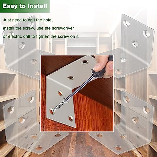 40PCS L Brackets 1.5X1.5X0.08IN 304 Stainless Steel Corner Braces