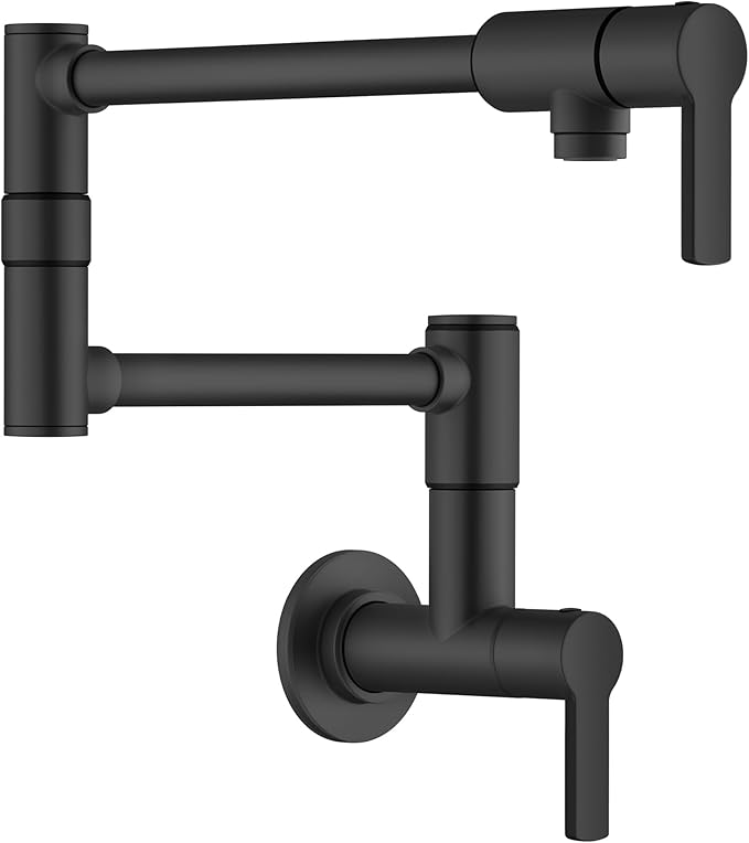 KRAUS Oletto Pot Filler Faucet with Retractable Arm, Wall Mount Kitchen Faucet, Pot Filler for Stove in Matte Black, KPF-5001MB