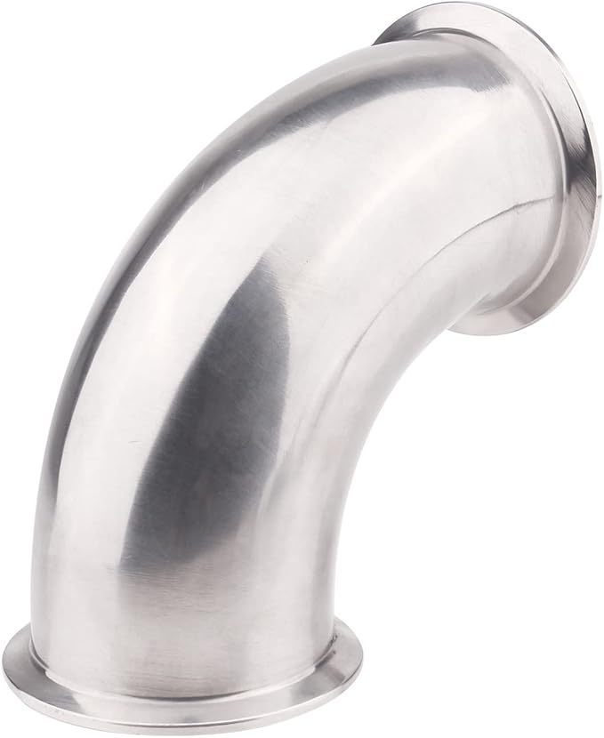 DERNORD Sanitary Ferrule Elbow 90 Degree Pipe Fitting with 2 Piece Silicone Gasket SS304 Tri Clamp (3" Tube OD)
