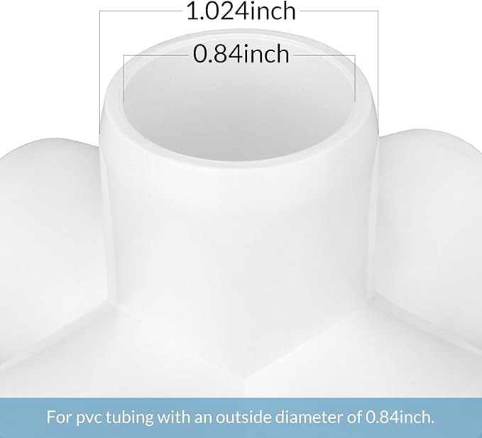 20 Pack 1/2 inch PVC Pipe Fittings, PVC 5-way Fitting Connectors, Used for Building Furniture, Furniture Grade, White