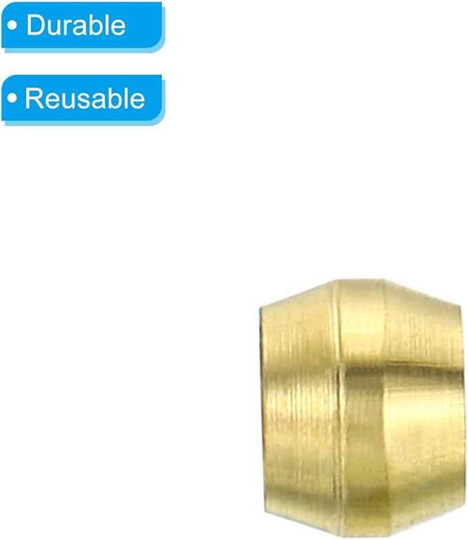 PATIKIL Brass 4mm Compression Sleeves Ferrules, 100 Pack Brass Ferrule Fittings for Air Water Gas Pipe