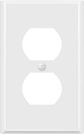 ENERLITES Duplex Receptacle Metal Wall Plate, Outlet Cover, Corrosion Resistant, Standard Size 1-Gang 4.50" x 2.76", Powder Coated Stamped Steel, 7721-WG, White Gloss