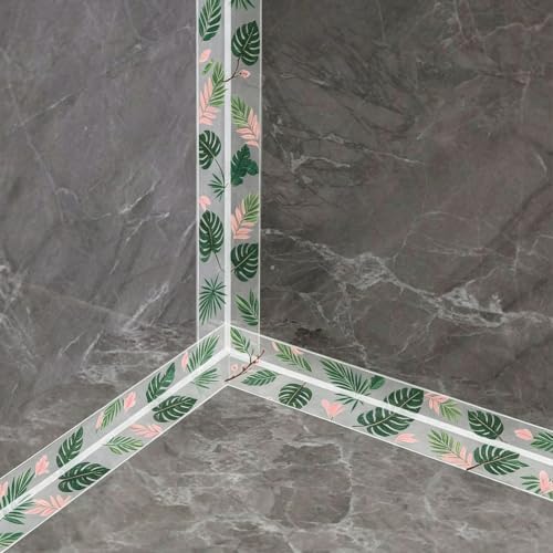 2 Rolls Corner Caulk Strip, Clear Caulk Tape Self Adhesive Sealant Strip PVC Waterproof Sealing Tape Peach Blossom Caulk Sealant Tape for Kitchen Sink Corner Bathroom Bathtub Toilet Edge (Set #3)