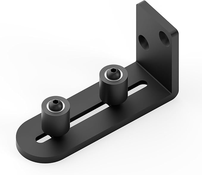 1 PC Sliding Barn Door Bottom Floor Guide, Wall Mounted Roller Guides Ball Bearings Adjustable Stay Roller, Flat Bottom Design Style, Black