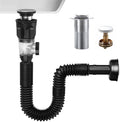 Bathroom Sink Drain Kits with Flexible Expandable P-Trap Sink Drain Pipe, Fits 1-1/4",1-1/2"and 2" Holes,Chrome