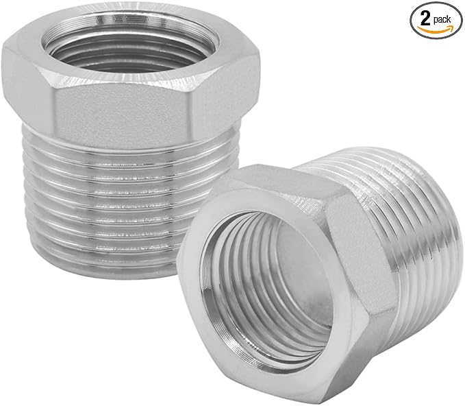 Joywayus Stainless Steel Hex Head Bushing Reducer Pipe Fitting 3/4 NPT Male × 1/2 NPT Female (Pack of 2)