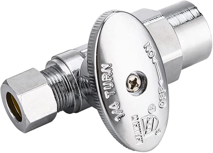 (Pack of 5) EFIELD 1/4 Turn Straight Stop Valve 3/8" OD Compression X 1/2" CPVC Pipe Connection, Chrome Plated Brass,(VALVE073-5PCS)