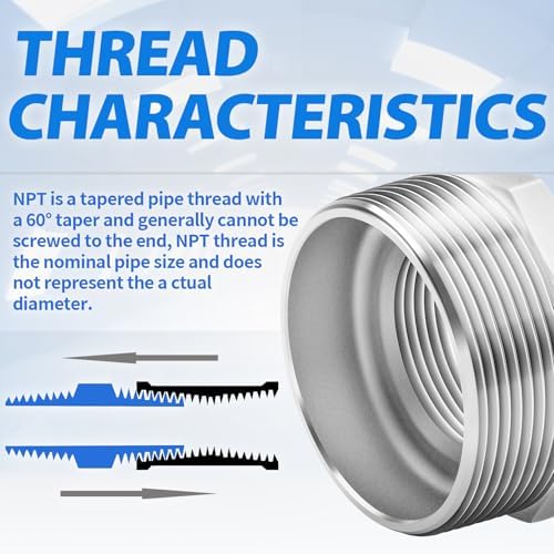 ChillWaves 304 Stainless Steel Pipe Fitting, Reducer Hex Bushing 1-1/2" NPT Male x 1/2" NPT Female Thread Adapter(2-PACK)