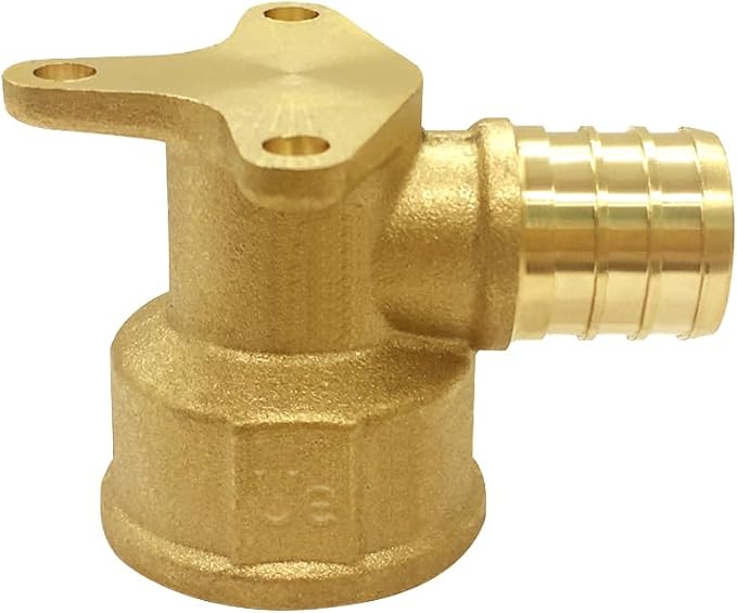 3PCS LF Brass 3/4 Inch PEX Barb to 3/4 NPT Female with Drop Ear 90 Degree Elbow Coupling Pipe Crimp Fitting