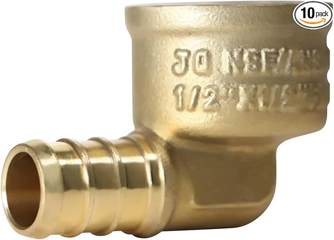 XFITTING 1/2 Inch Pex x 1/2 Pex Inch Female NPT Elbow, 10 Pieces