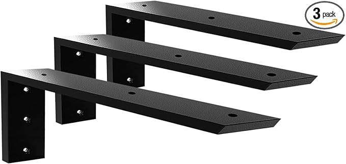 Countertop Support Bracket 16 Inch 3 Pack Countertop Bracket for Granite 3/8" Thick 16"x6"x2.5" Heavy Duty L Brackets Shelf Brackets Metal Corbels for Quartz/Granite/Wood/Concret/ Laminate Countertops