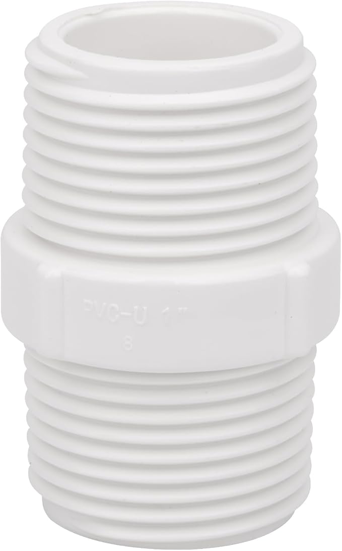20Pack 1 Inch PVC Nipple Male Thread Coupling Adapter Connector for Thread plumbing Pipe, Home or Industrial Use, Schedule 40, (M x M)