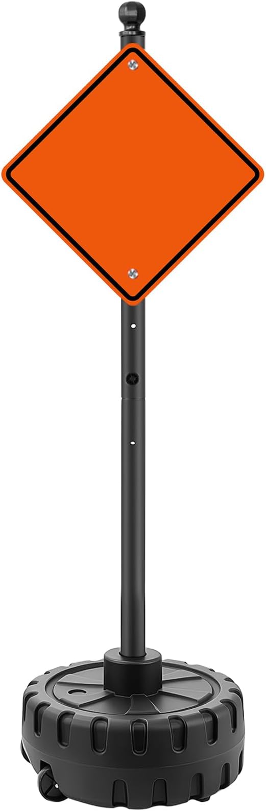Portable Sign Post and Base Kit, 5 ft Heavy Duty Cast Iron Sign Pole with Hard Plastic Wheeled Base, Movable Signs Stand Easy to Use Portable Sign Holder for Traffic, Parking, and Safety Signs