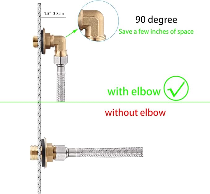Wall Mount Commercial Faucet Installation kit,Brass 90 dergee backsplash Mount Set for Stainless Steel Commercial Kitchen Prep & Utility Sink,Lead-Free 2 Pack