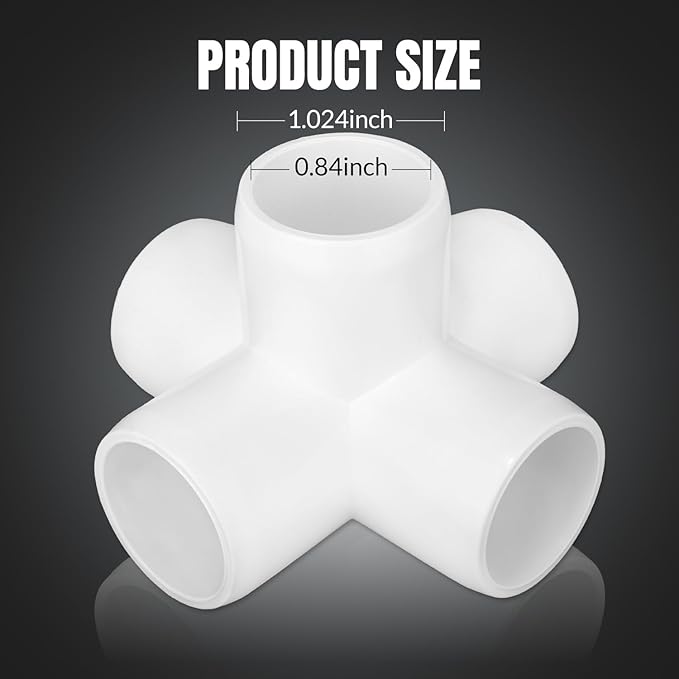 20-Pack 1/2 inch 5 Way PVC Fitting Elbow Furniture Grade Pipe Connector for DIY PVC Shelf Greenhouse Support Structure Frame