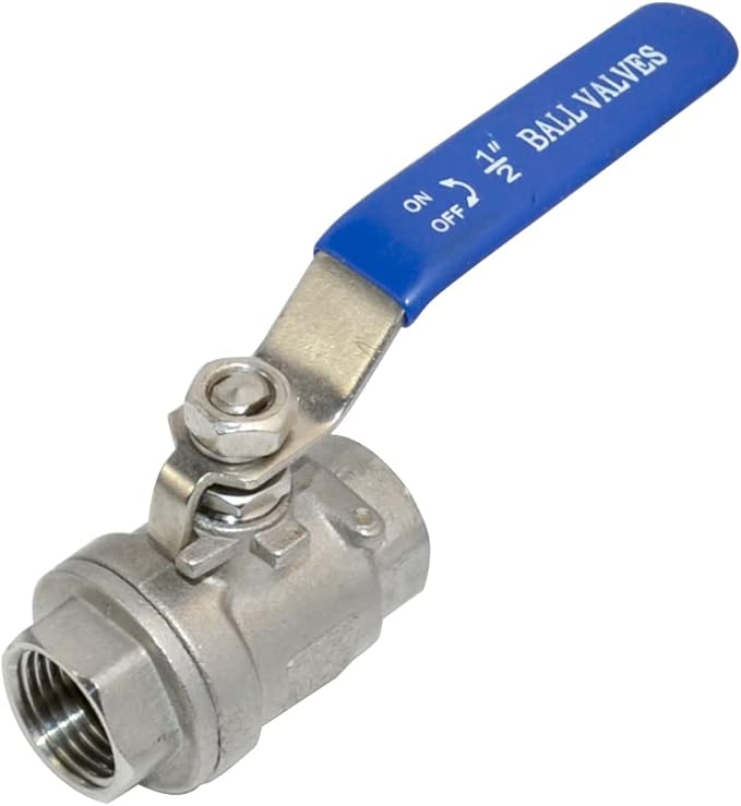 316 Stainless Steel 1/8"~3" Full Port Ball Valve with Blue Vinyl Handle, NPT Female x Female Thread,1000 WOG (1/2")