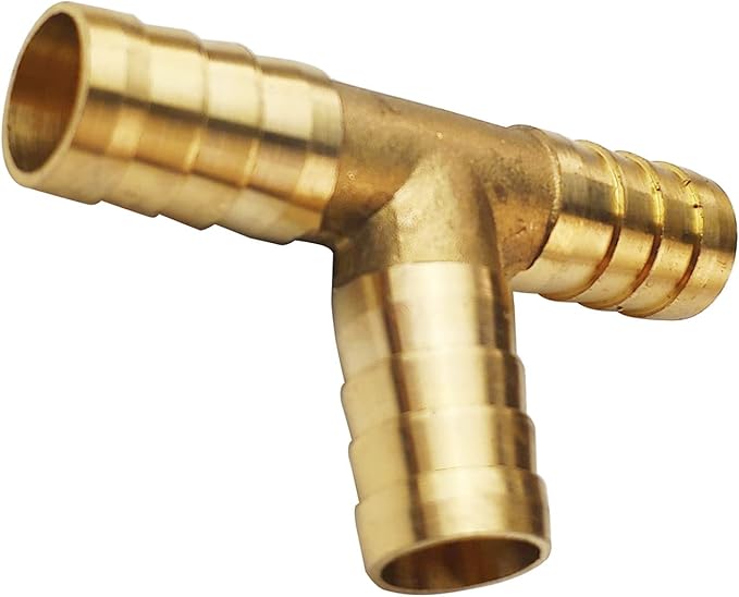 2PCs 1/2" Brass Hose Barb Fitting Tee 3 way Barbed Splicer Mender Union Fitting with 6PCs Hose Clamp for Oil Water Air