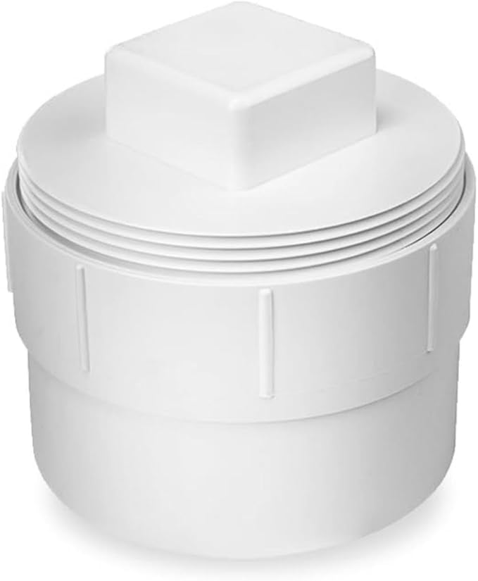 4" PVC Sewer Cleanout Adapter with Plug Pipe Fitting, Drainage Sewer Cleanout Cap PVC DWV Pipe Cover,For Use With 4-Inch Sewer and Drain Pipe