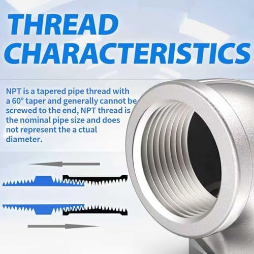 ChillWaves 304 Stainless Steel Pipe Fitting, 90 Degree Elbow 3/4" NPT Female x 3/4" NPT Female Thread Adapter(3-PACK)