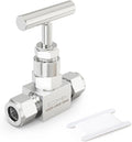 TAISHER 1PCS 304 Stainless Steel High Pressure Straight Needle Valve 3/8" Tube OD x 3/8" Tube OD For Flow Control Water Gas Oil