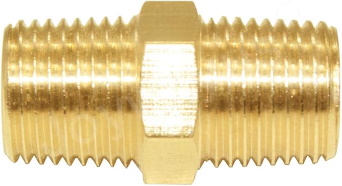 Joywayus 5Pcs Brass Pipe Fitting Hex Nipple Equal 3/8" Male NPT Male Air Fuel Water