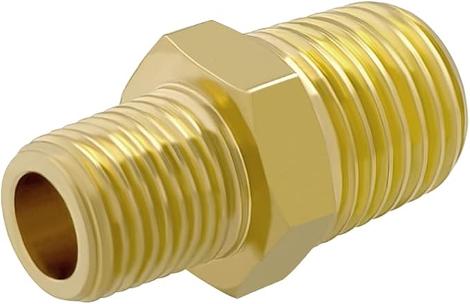 Hooshing 5PCS 3/8" NPT Male to 1/8" NPT Male Brass Pipe Fittings Reducing Hex Nipples Adapter for Plumbing