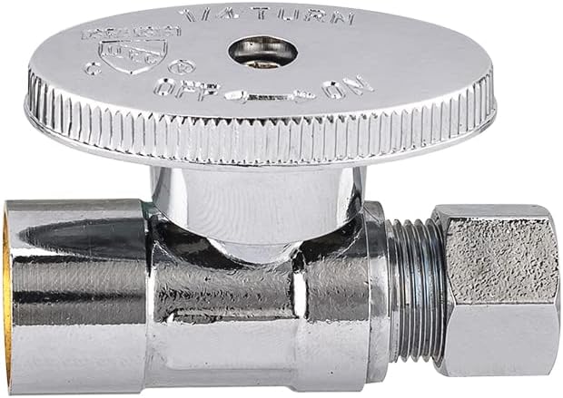 5-Pack EFIELD 1/4 Turn Straight Stop Valve Sweat 1/2" X 3/8" OD Compression Connection, Chrome Plated,(VALVE146-5PCS)