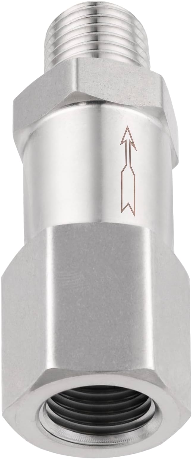 Yoebor 304 Stainless Steel Detachable Check Valve One Way Non-Return Valve for Water Oil Gas, 1pc (Fnpt(Inlet) x Mnpt, 1/2")