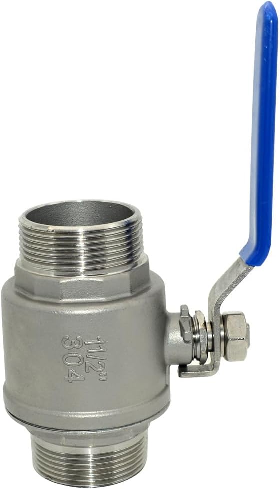 1Pcs 1-1/2'' Ball Valve, Heavy Duty Male NPT (MNPT) X Male NPT (MNPT) Thread with Long Handle Switch, Stainless Steel NPT Full Port Forged 1" Ball Valve for Water Oil and Gas, 1000 WOG
