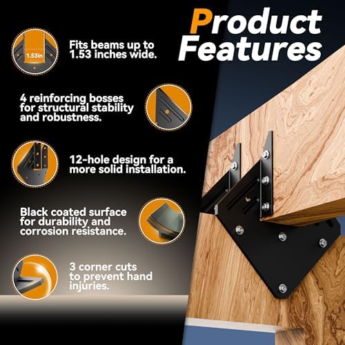 10 Pack Hurricane Ties, 18-Gauge Heavy Duty Joist Hangers, Galvanized Rafter Hurricane Clips, Rafter Brackets Fit 2X Truss to Rafter Connector, for Roofing Trusses Wood Timber Connectors