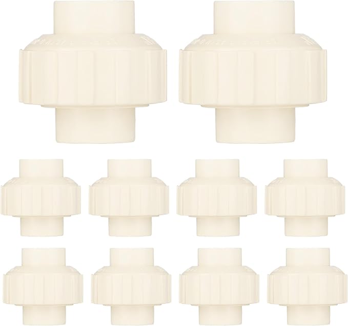 (10 Pack) EFIELD 1/2" Inch CPVC Slip Union, CTS x CTS Union Solvent Connection Fittings,(CPVC030-5-10PCS)