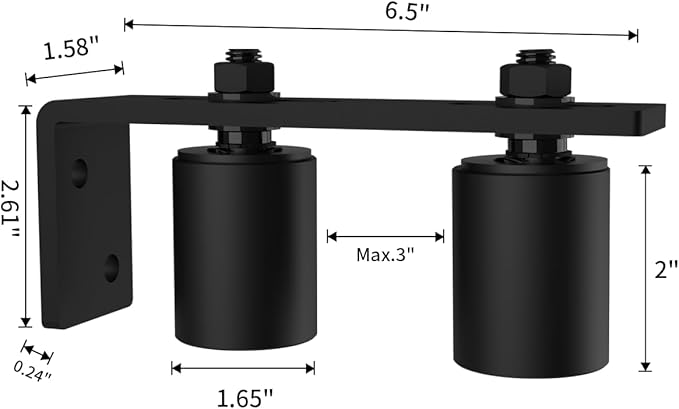 2" Gate Roller Guide with L-Bracket, Universal Adjustable Gate Guide Roller,Sliding Gate Rollers,Heavy Duty Sliding Gate Kit for Door Hardware and Sliding Gates