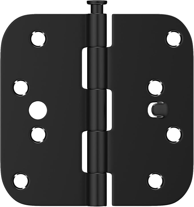 goldenwarm Black Door Hinges 4inch 12 Pack Security Door Hinges, Interior/Exterior Matte Black 4" Hinges with 5/8" Radius Corner for Doors Reversible Full Mortise Combination