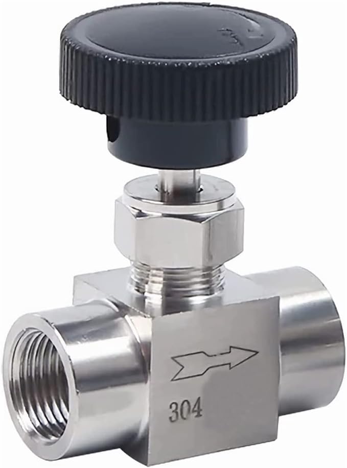 1/8 1/4 3/8 1/2 Inch NPT Valves 304 Stainless Steel NPT Female Needle for Valve Flow Control Water Gas Oil (NPT 1/4)