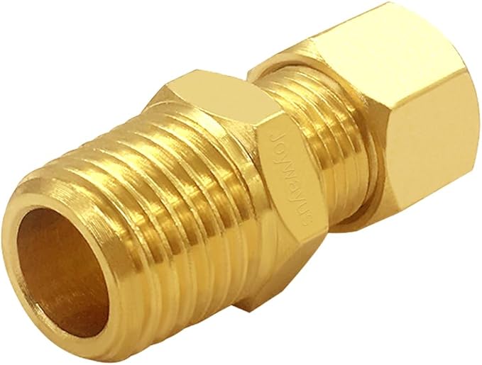 Joywayus Brass 1/4" NPT Male x 1/4" Tube OD Compression Tube Pipe Fitting Union Connector (Pack of 5)