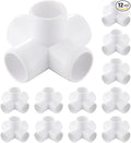 12 Pack 3/4 inch PVC Pipe Fittings, PVC 5-way Fitting Connectors, Used for Building Furniture, Furniture Grade, White