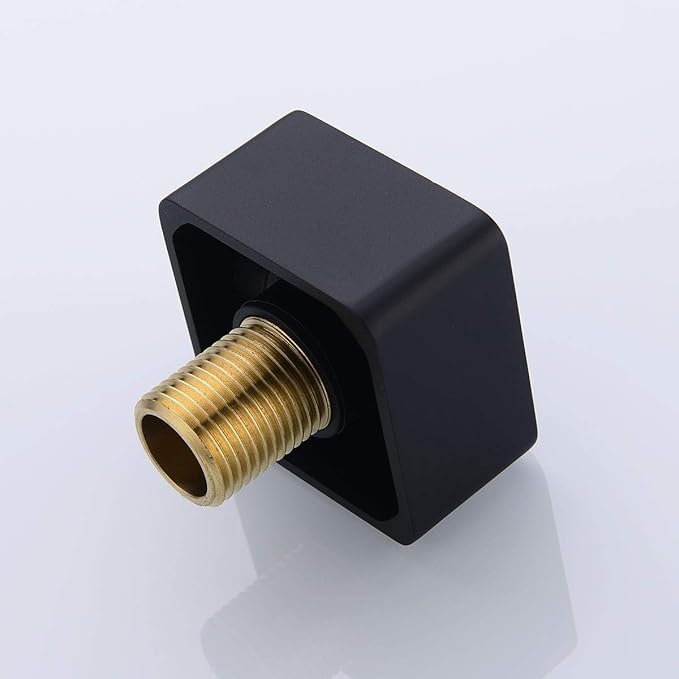 Brass Wall Supply Elbow, Nicmondo G1/2” Square Shower Hose Connector, Drop Ell Wall-mounted Union Water Outlet for Handheld Shower Handshower, Matte Black