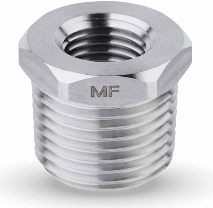 MAACFLOW Stainless Steel 1/2" Male NPT to 1/4" Female NPT Adapter Reducer Hex Bushing (Thread OD 0.81" - ID 0.44") (Pack of 1)