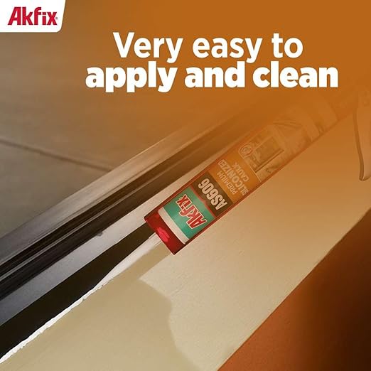 Akfix AS606 White Acrylic Latex Caulk for Painters (1x10.1 fl.oz.) - Siliconized Acrylic Caulk for Window and Door Sealing, Crack Filling, Baseboards & Trim, Odorless, Paintable | 1 Pack