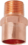 EZ-FLUID Plumbing (10-Pcs) 3/4" Solder x 1/2" MIP LF Copper Male Adapter,C x MIP Sweat To Male Threaded Male Adapter Reducing Adapter Sweat Solder Copper Pipe Fittings