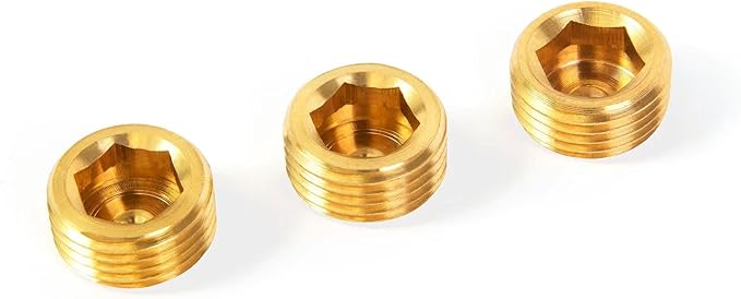 ChillWaves Brass Pipe Fitting, Internal Hex Head Socket Pipe Plug Fitting，1" NPT Male，Thread Adapter(3-PACK)