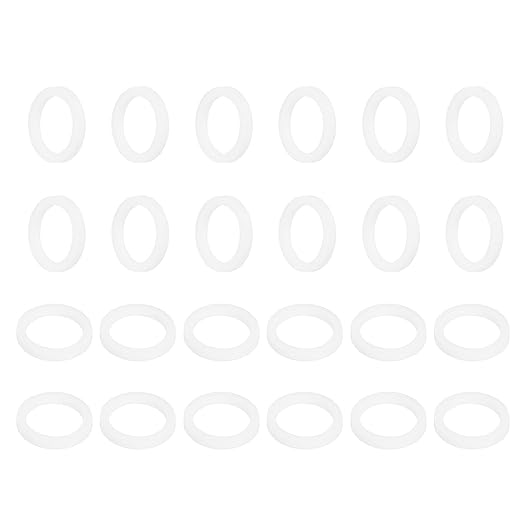 MECCANIXITY PTFE Flat Washers, 24Pack 16mm OD 12mm ID 2mm Thick Sealing Spacer Gasket Ring for Faucet Pipe Hose Bolt Machinery, White