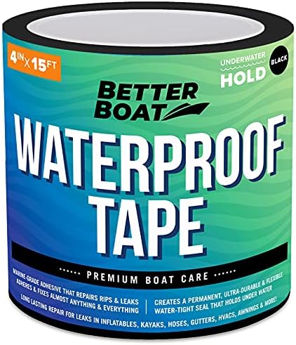 Black Waterproof Tape for Leaks, Heavy Duty Marine Grade Sealant, 15 ft x