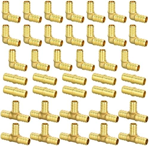 40pcs 1/2" Brass PEX Fittings Combo with Tees"T", Elbows, Couplings