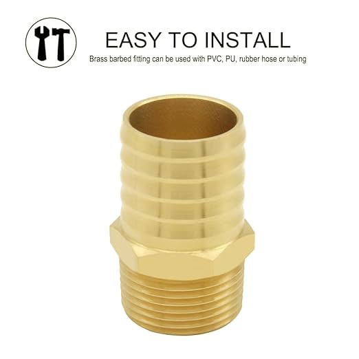 JoyTube 2 Pcs Hose Barb Fittings 3/4" Barb to 3/4" NPT Male Thread Brass Metals Adapter connector with Hose Clamp