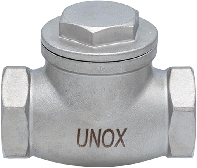 UNOX Stainless Steel Swing 2 inch Check Valve – SS304 CF8 Non-Return Valve for Water & Air Compressor Systems, Up to 200 PSI, Premium Threaded Construction – Prevents Backflow