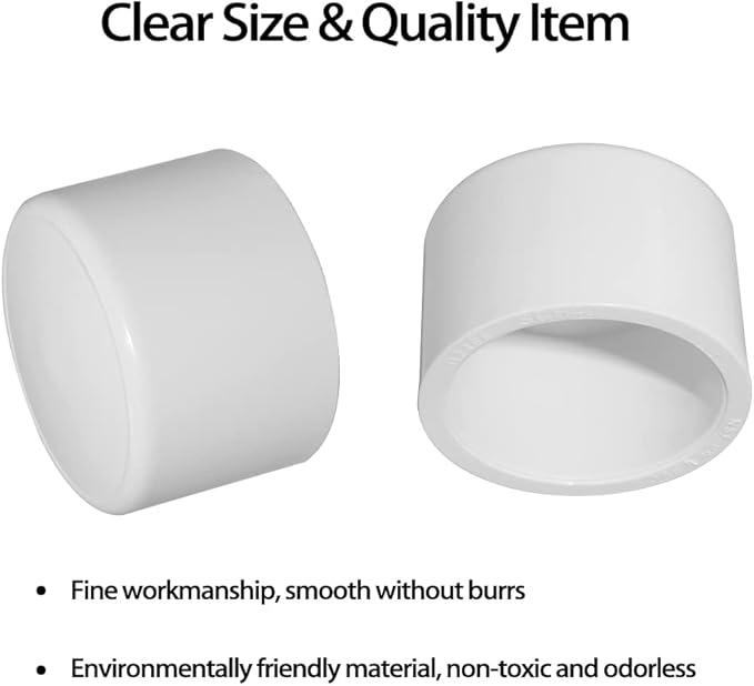 20PCS 1" PVC Cap Pipe End Plug Socket Adapter Fittings Slip Schedule(SCH) 40 for DIY Garden Shelf Home Industrial